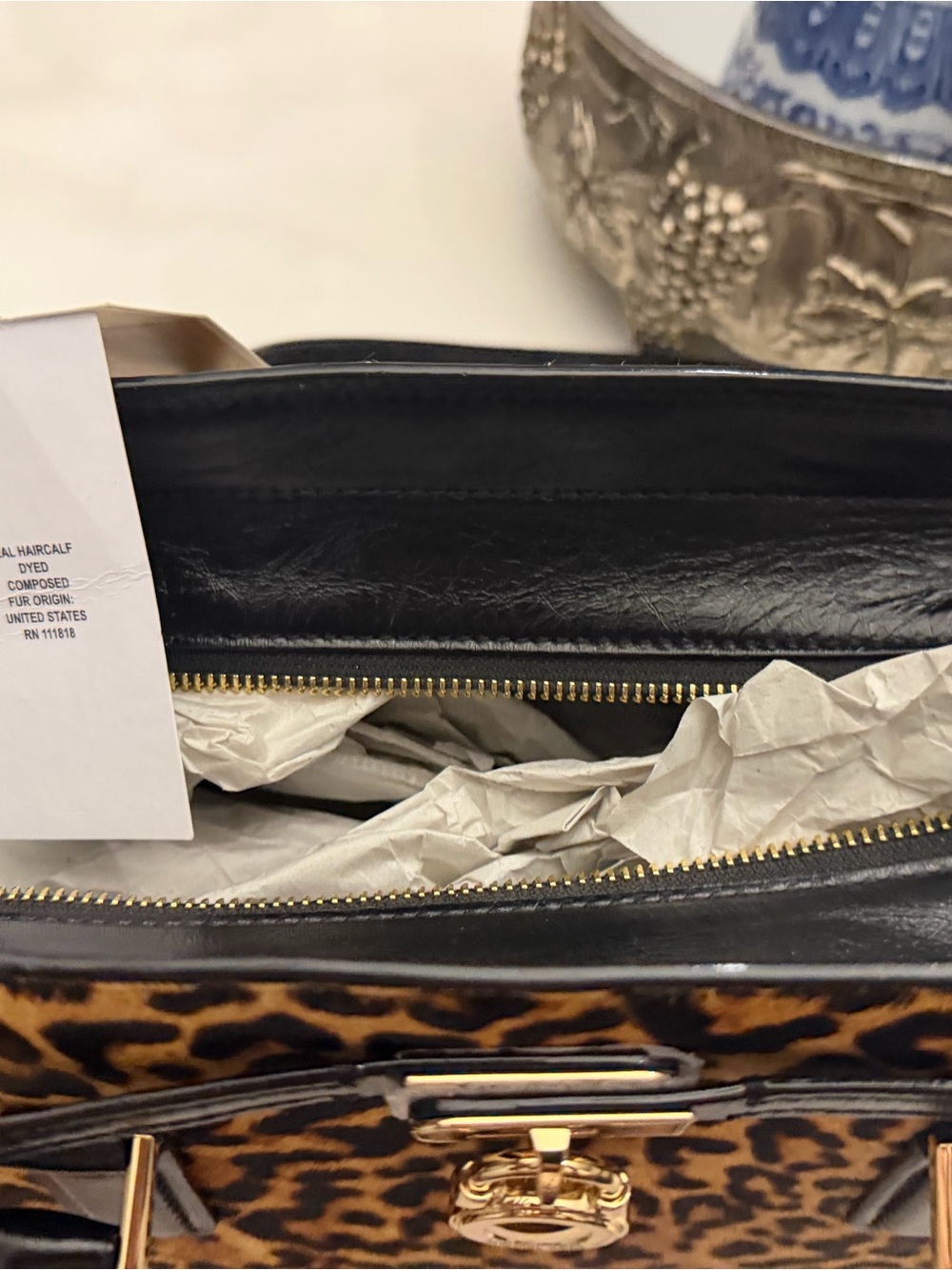 Michael Kors Black & Brown Leopard Print Shoulder Bag - Picture 8 of 11